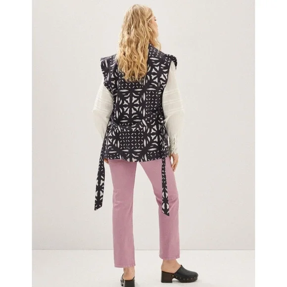 MANGO Embroidered Gilet Vest Womens S Lagenlook Handmade Layer Scandi Girl NEW - Picture 4 of 16